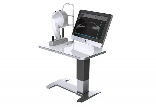 高端眼睛检测仪由一个沙姆光学成像镜头、一张高度可调的玻璃桌和数个集成内接设备构成。 ||