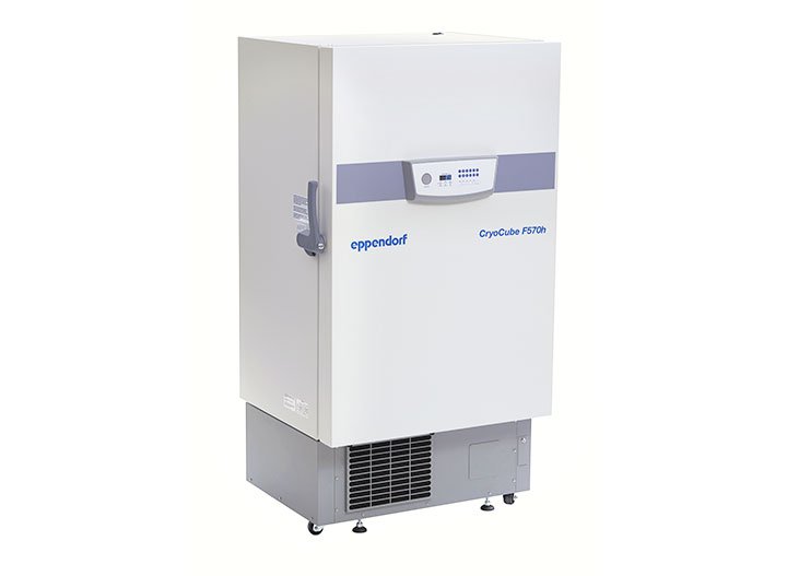 Cryocube F 570h The Eppendorf ultra-low-temperature refrigerators combine high storage capacity with energy savings. The new product line consumes significantly less energy thanks to a new high-performance fan, compressor and condenser.